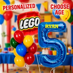 Lego PERSONALIZED Name & Age Balloon Bouquet